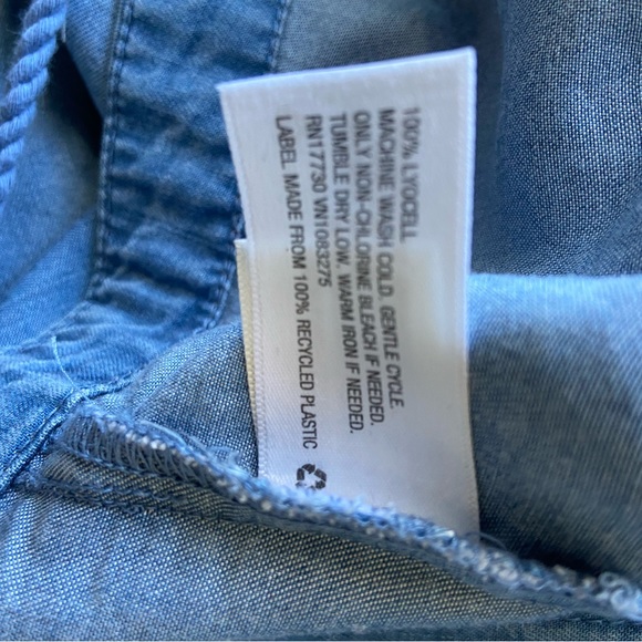 NWT cute Another Day denim dress with button front, drawstring & rolled sleeves. - Picture 5 of 6